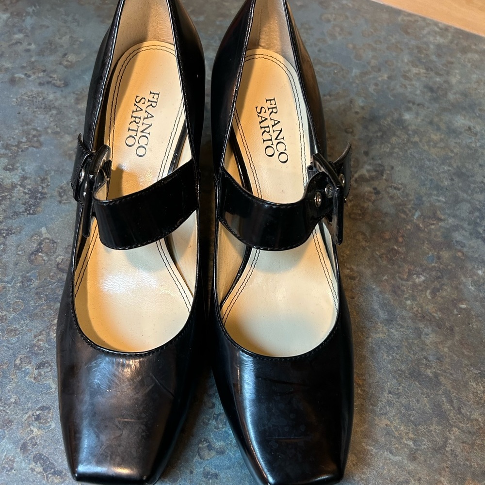 Franco Sarto Black Heeled Mary Jane Pumps